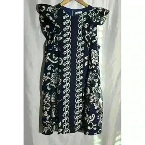 TCEC Barba Sleeveless Ruffle Dress Multi Colored Sheath Size Medium